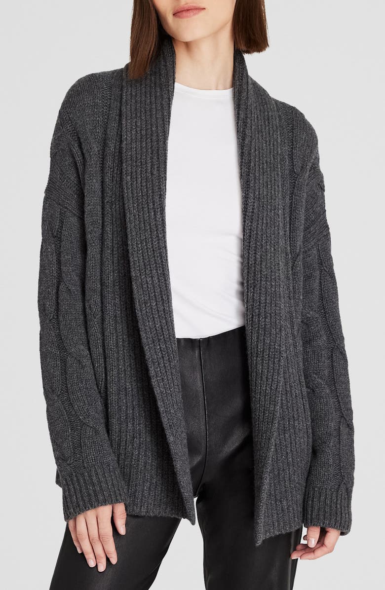 Club Monaco Cable Cashmere Open Front Cardigan, Main, color,