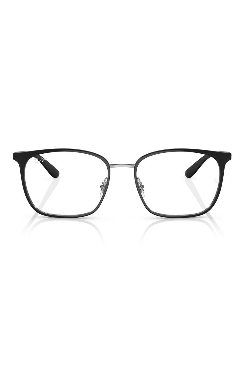 0RX6486 52mm Square Optical Glasses, Main, color, BLACK