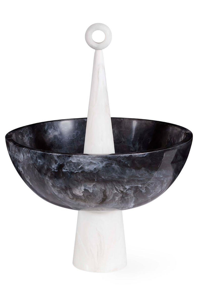 Como Finial Bowl, Main, color, Black / White Marble