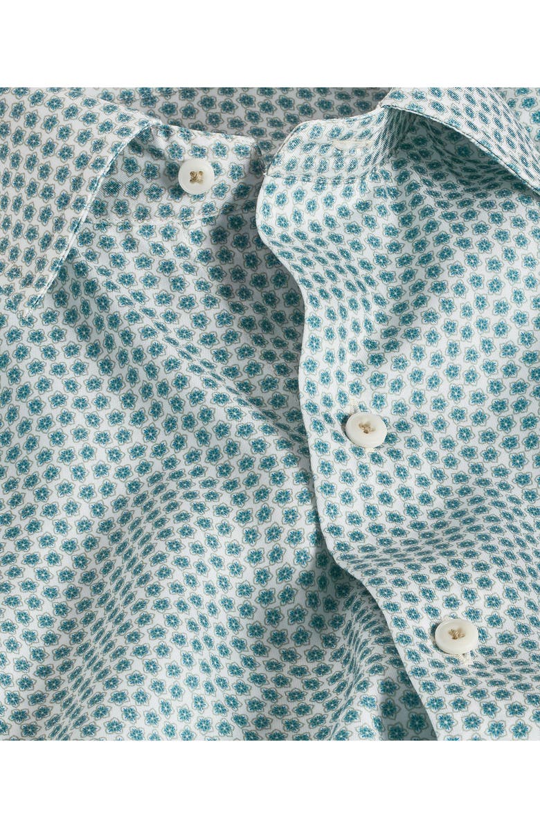 David Donahue Floral Print Short Sleeve Sport Shirt, Alternate, color, White/ Green