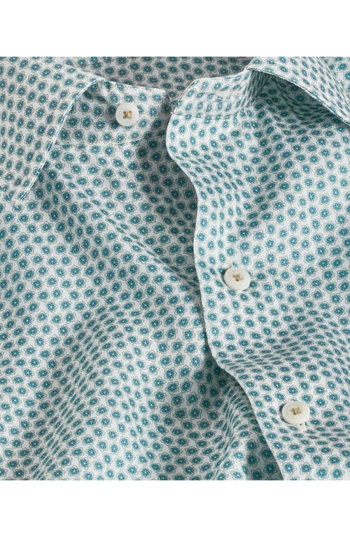 David Donahue Floral Print Short Sleeve Sport Shirt In Blue