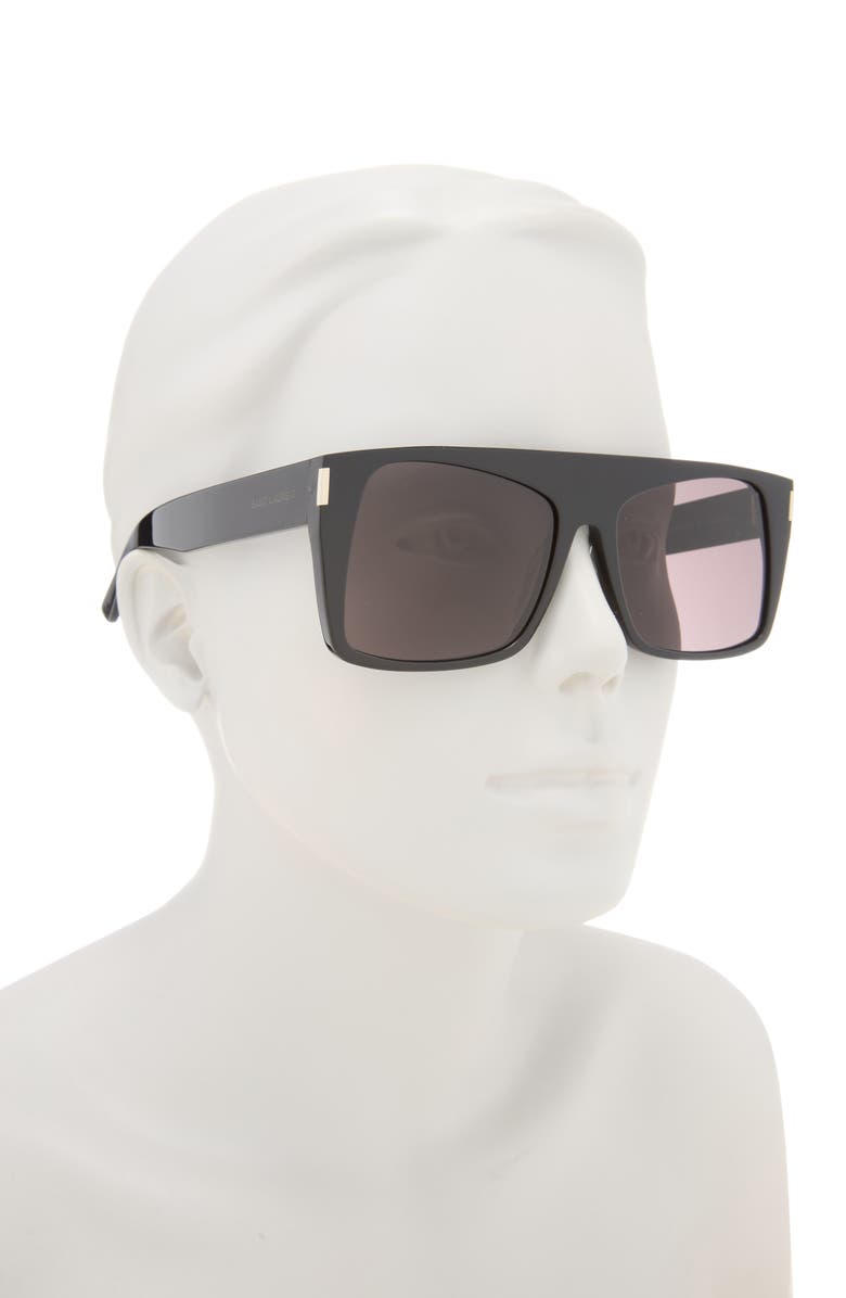 Saint Laurent Square Sunglasses, Alternate, color, Black Black Black