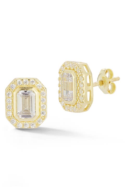 Cubic Zirconia Cluster Stud Earrings