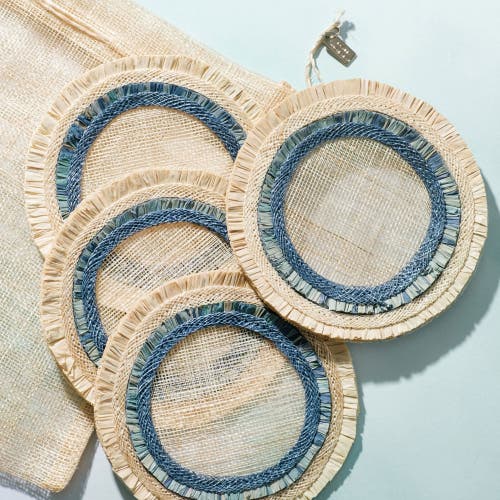 Joanna Buchanan Ruffle Edge Straw Coasters In Blue