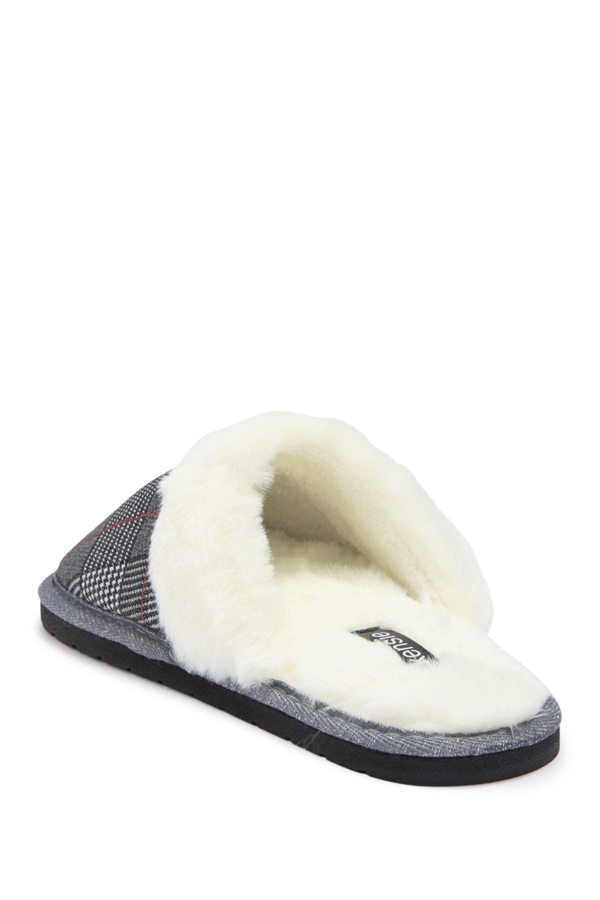 Kensie Glitter Plaid Faux Fur Slipper, Alternate, color, 