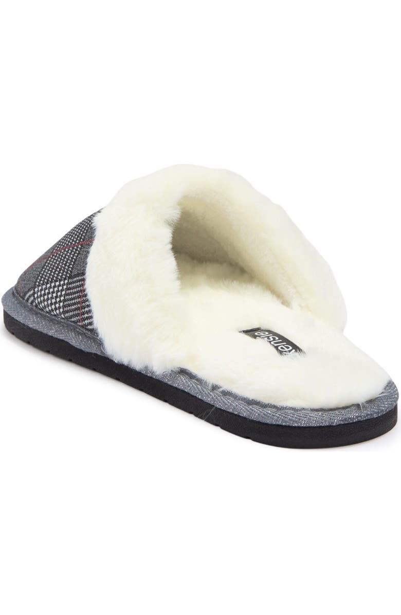 Kensie Glitter Plaid Faux Fur Slipper, Alternate, color,