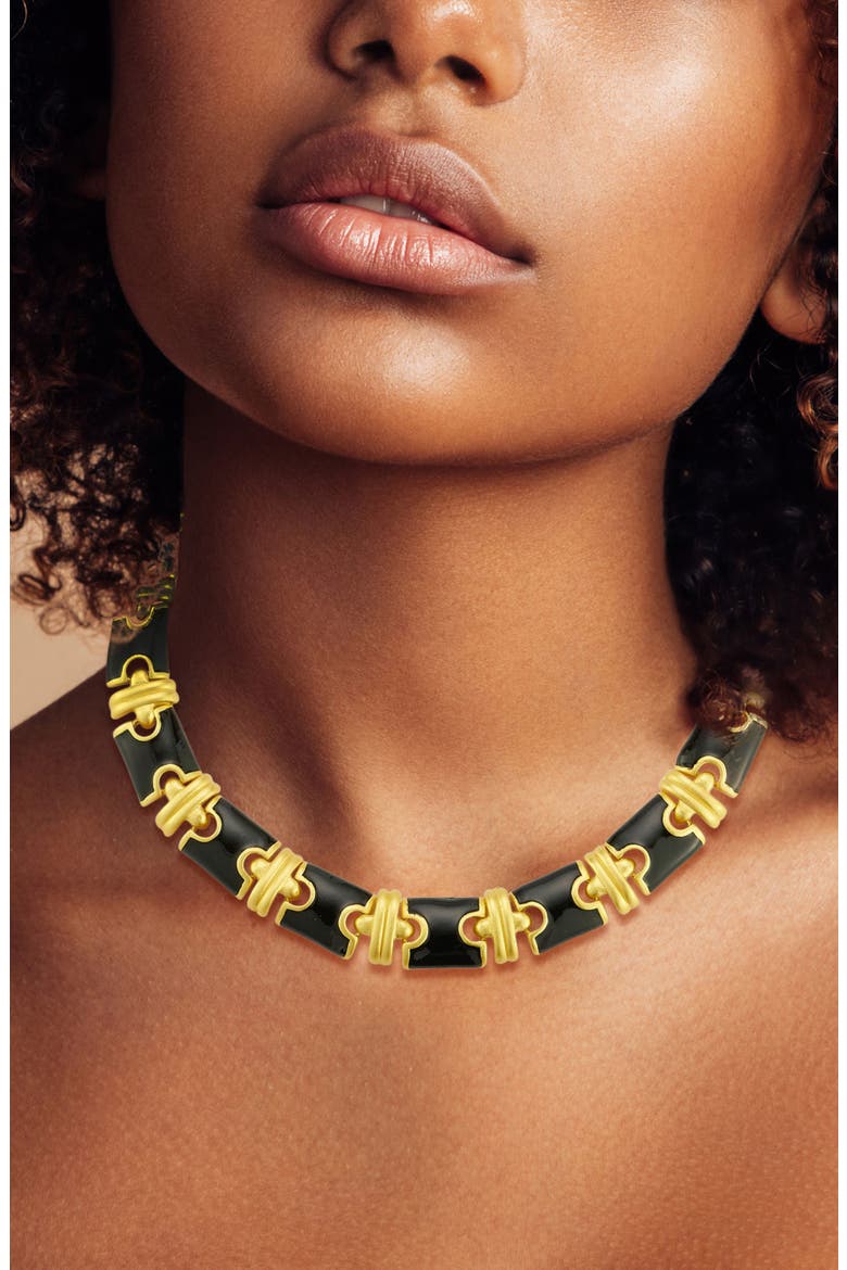 Enamel Link Collar Necklace, Alternate, color, GOLD