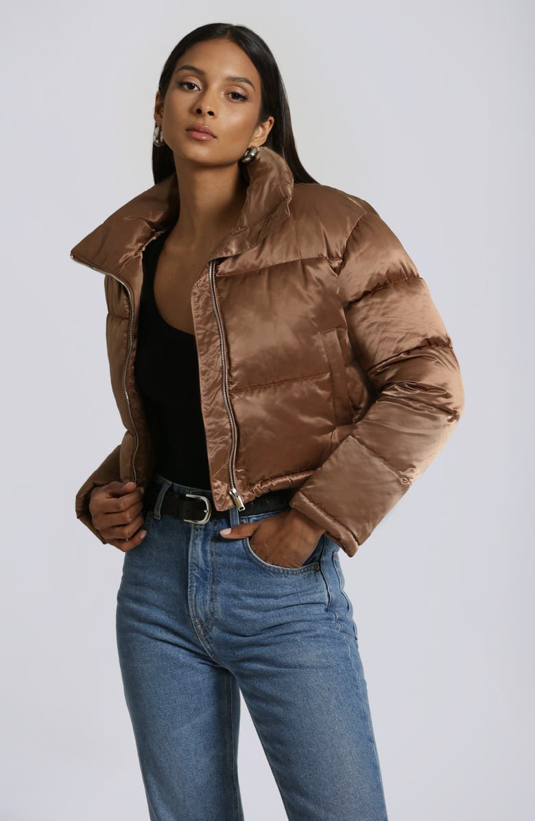 Avec Les Filles Quilted Satin Crop Puffer Jacket, Alternate, color, 