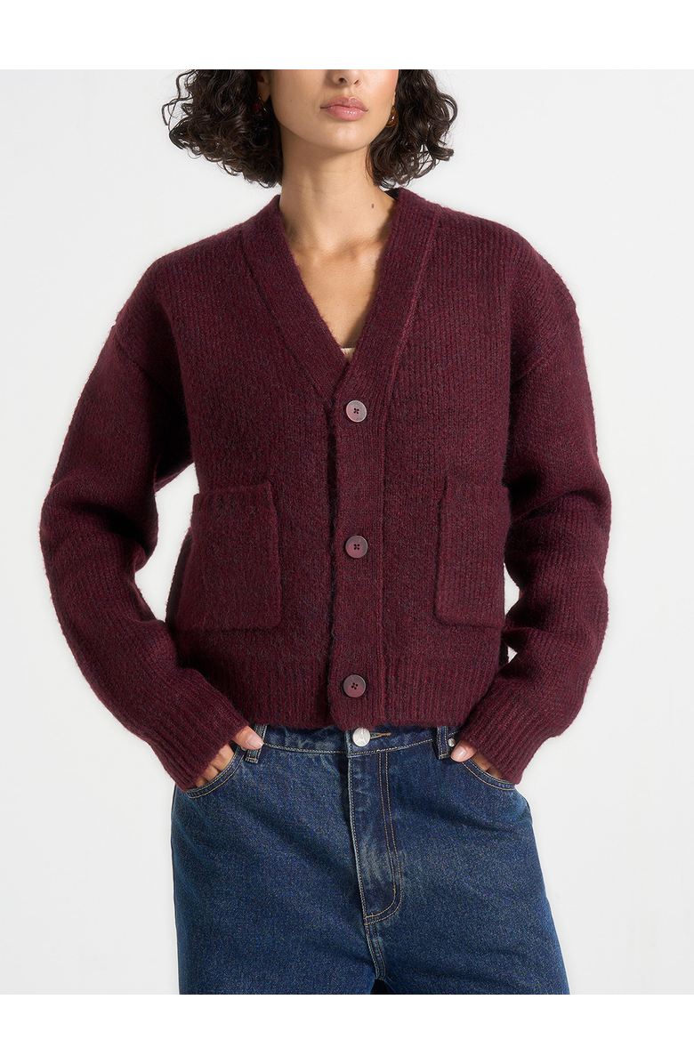Manière De Voir Charlie Unisex Knitted Cardigan, Alternate, color, Wine Red