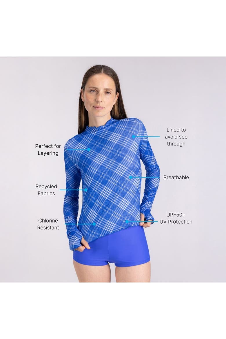 Rash Guard - Women's, Alternate, color, Blue Check