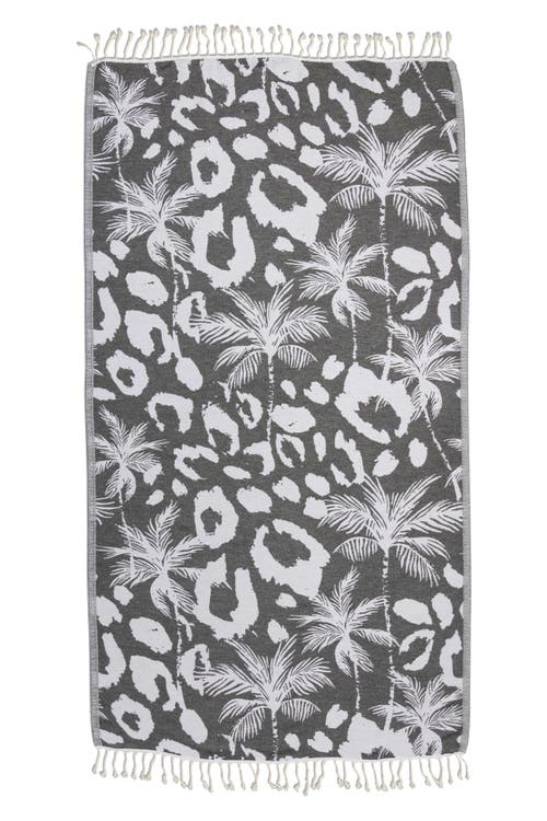 InfuseZen Leopard Palm Organic Turkish Towel in Black 