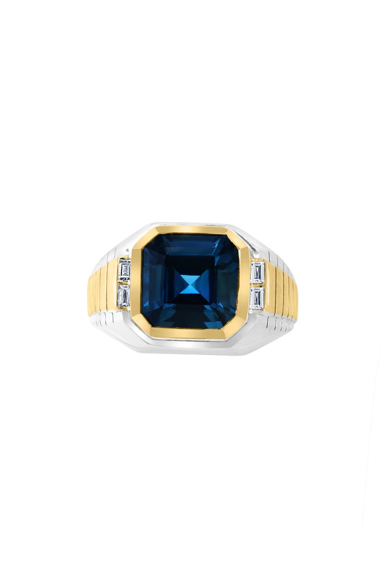 Two-Tone London Blue Topaz & Diamond Ring - 0.15ct., Alternate, color, BLUE