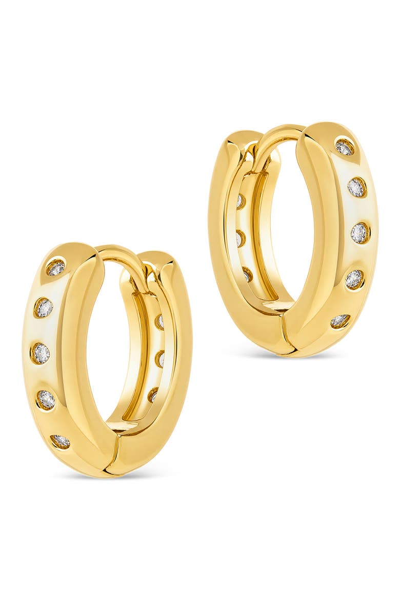 Cubic Zirconia Hoop Earrings, Alternate, color, GOLD