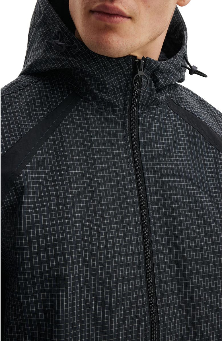 Cotton On Men's Hooded Spray Jacket, Alternate, color, Slate Check