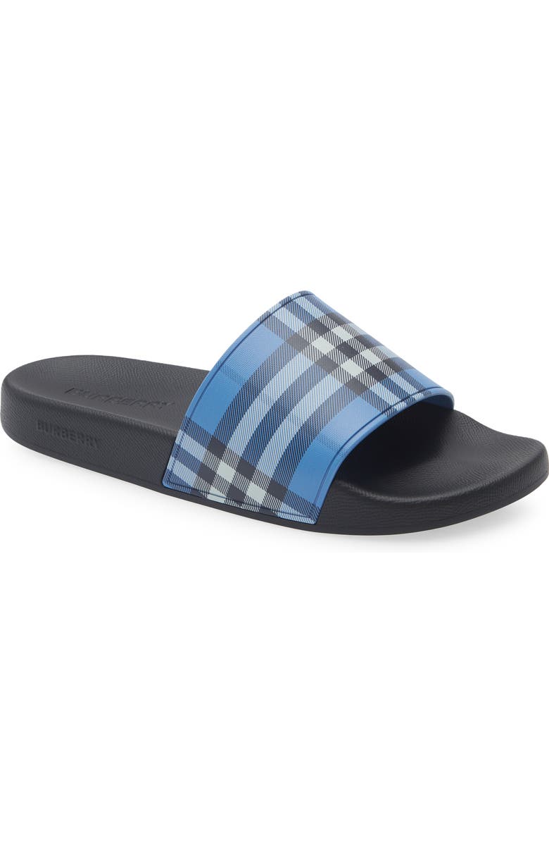 Burberry Furley Check Slide Sandal, Main, color, Cornflower Blu Ip Ck
