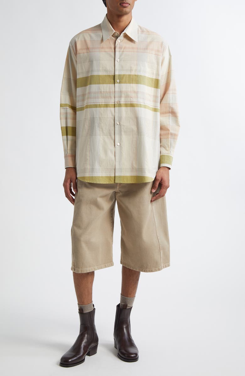 Lemaire Relaxed Check Cotton Button-Up Shirt, Alternate, color, 