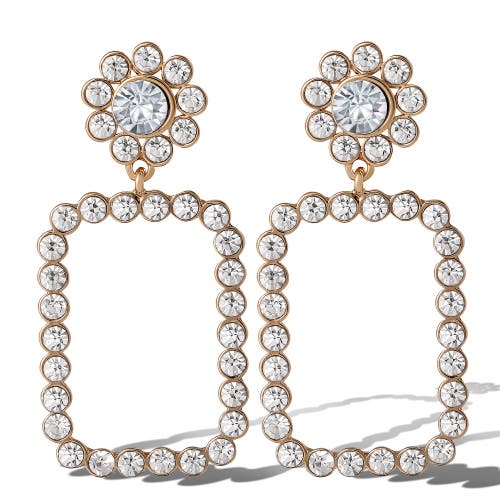 Jessica Simpson Gold-tone Pave Rectangle Drop Earrings In Metallic