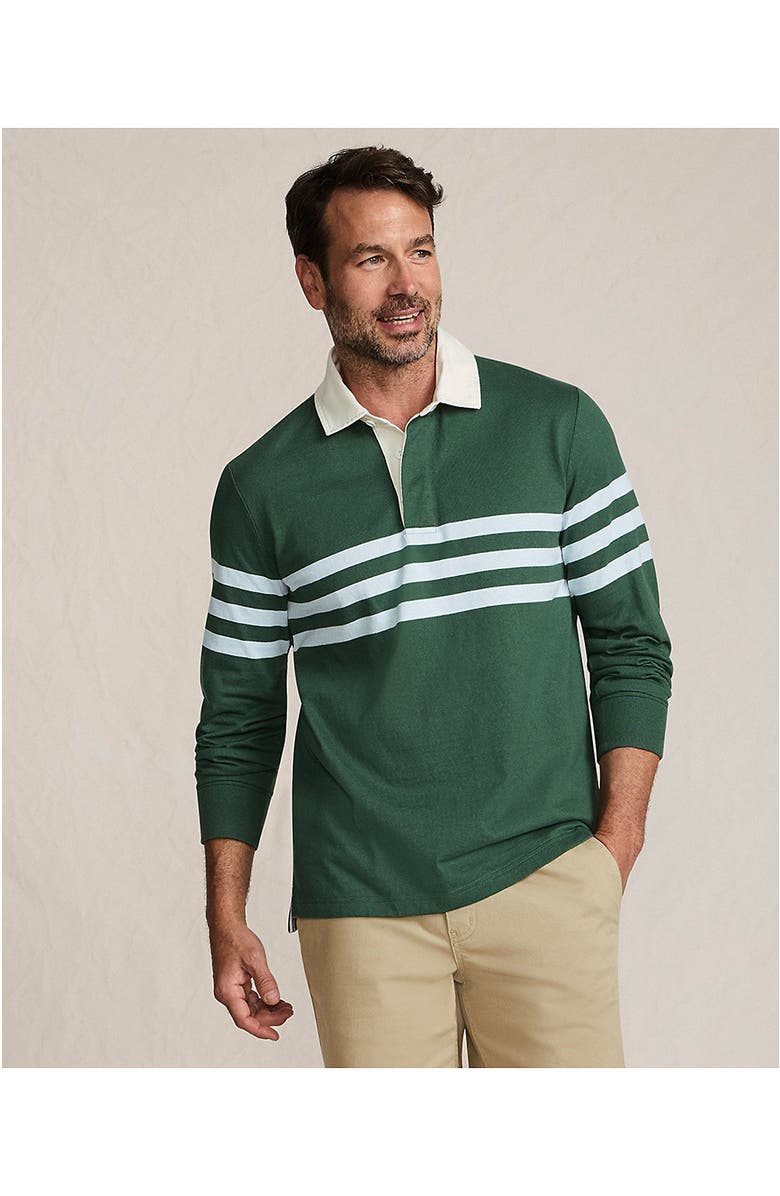 Lands' End Long Sleeve Rugby Shirt, Alternate, color, Norway Spruce Stripe