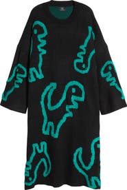 Dressed in Lala Rawr Means I Love You Long Sleeve Oversize Sweater Dress