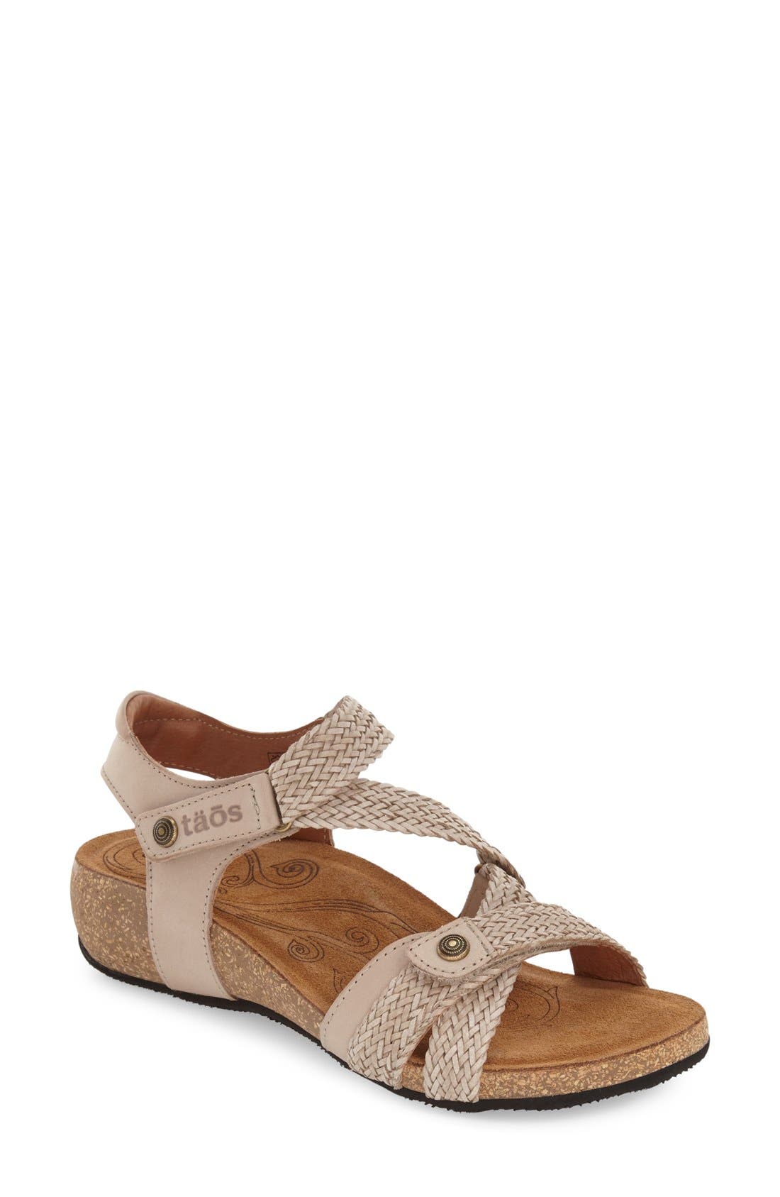 Taos 
Trulie
 Wedge Sandal, Main, color, Stone Leather