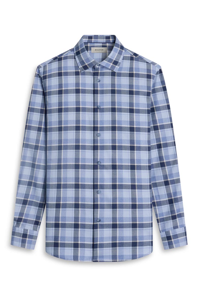 Julian Plaid Cotton & Cashmere Button-Up Shirt, Alternate, color, AIR BLUE