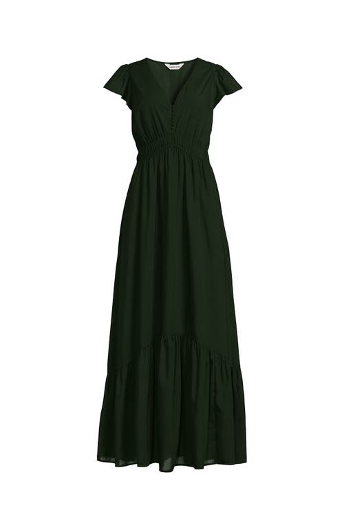 Lands' End Vneck Flutter Sleeve Maxi Dress In Green