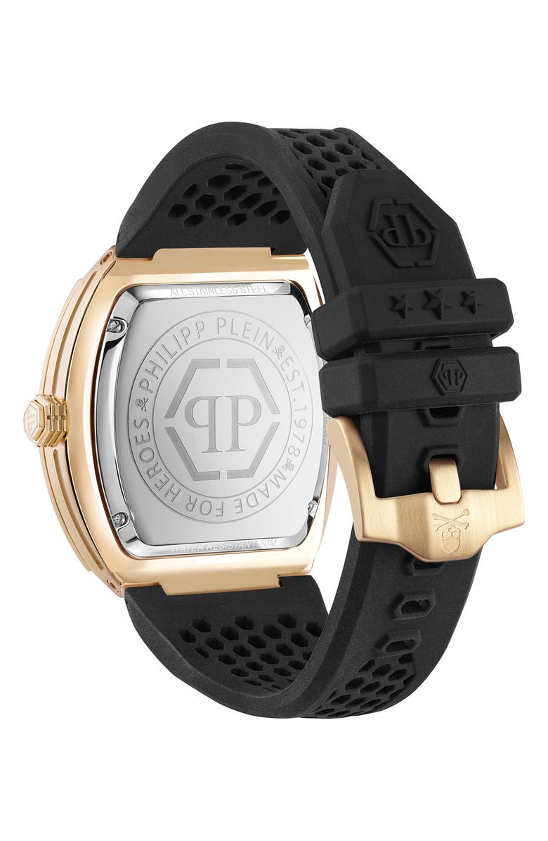 PHILIPP PLEIN The Hexagon Phantom Silicone Strap Watch, 44mm x 56.2mm, Alternate, color, Ip Yellow Gold