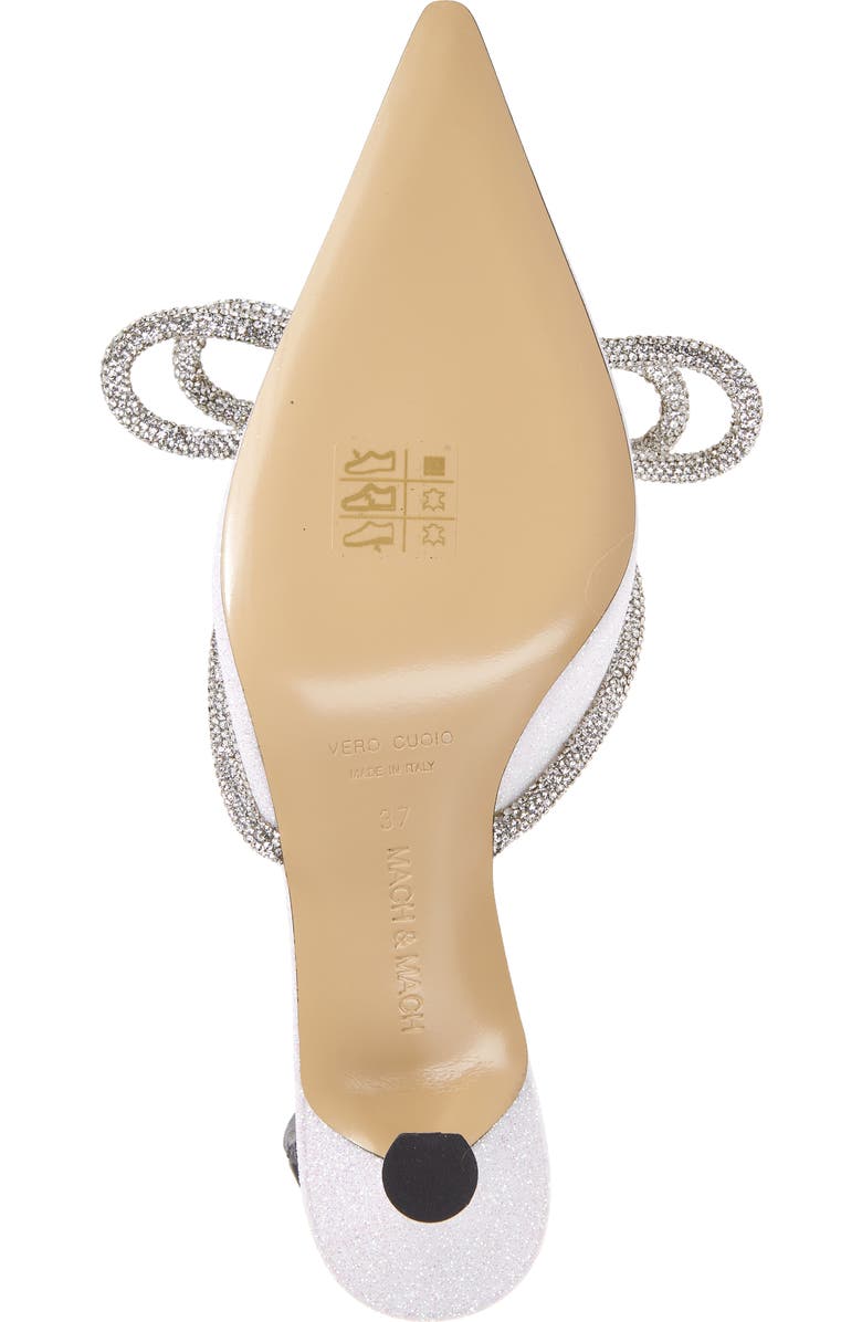 Mach & Mach Glitter Double Crystal Bow Pointed Toe Mule, Alternate, color,