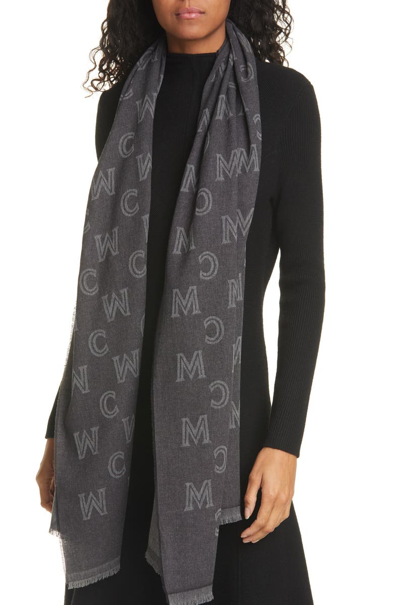 MCM Jacquard Logo Letter Cotton Scarf, Main, color, 