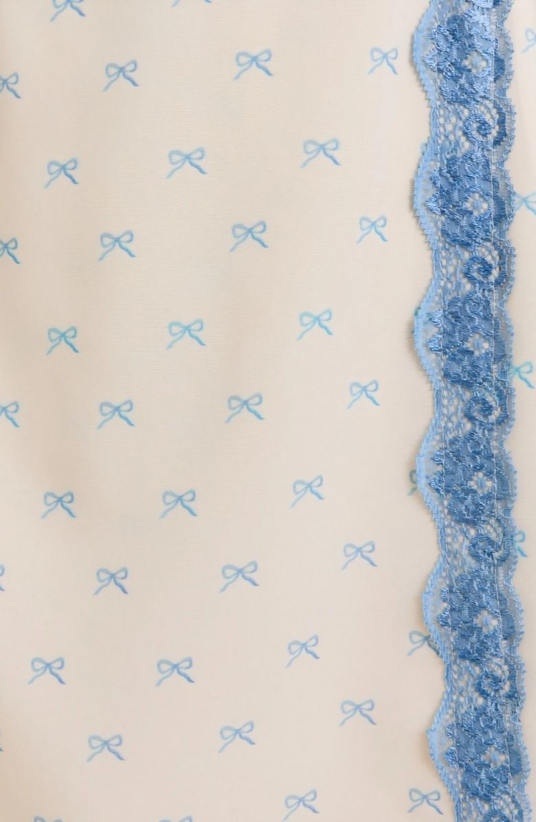 Knit and Lounge Wrap Lace Trim Flutter Sleeve Mini Dress, Alternate, color, Cream