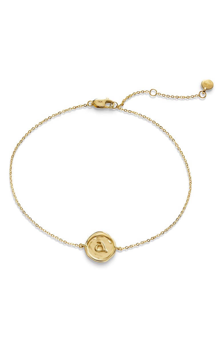 Monica Vinader Initial Stamp Charm Bracelet, Main, color, 14Kt Solid Gold A