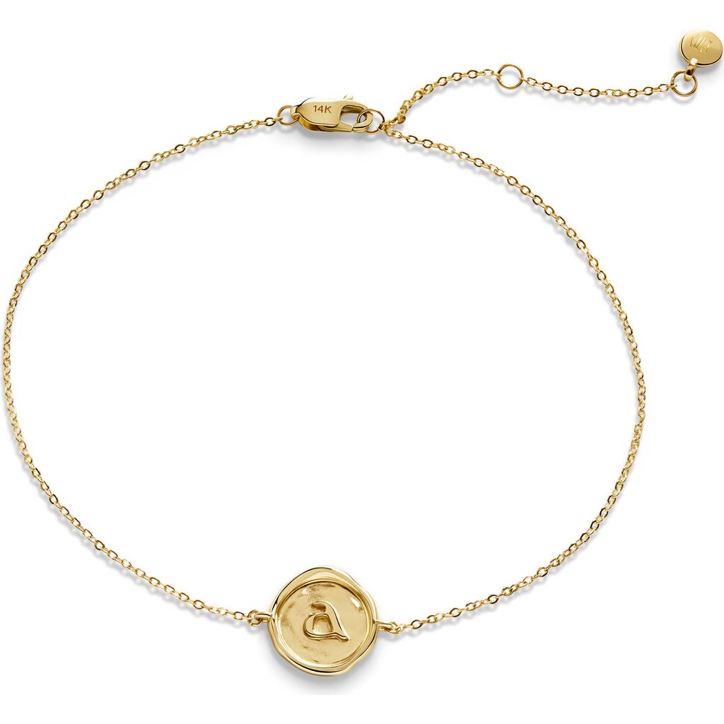 Monica Vinader Initial Stamp Charm Bracelet In 14kt Solid Gold A
