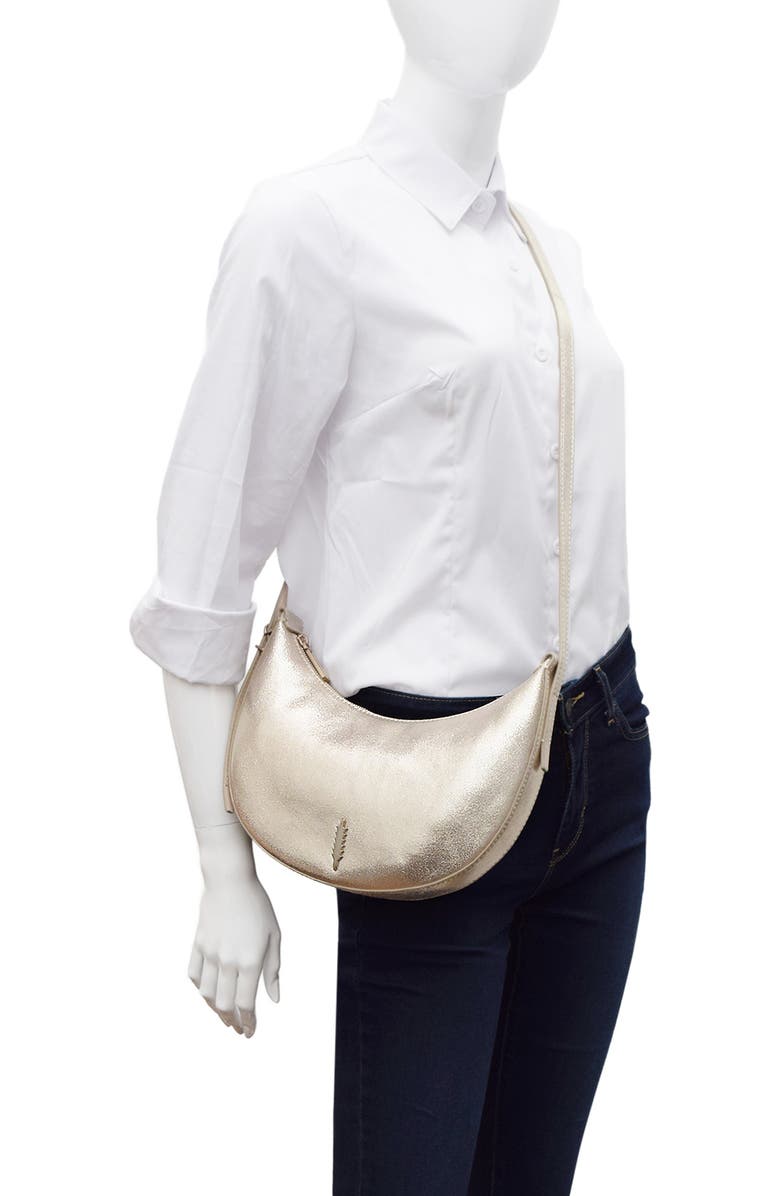 Thacker Silas Shimmer Leather Crossbody Bag, Alternate, color, Champagne