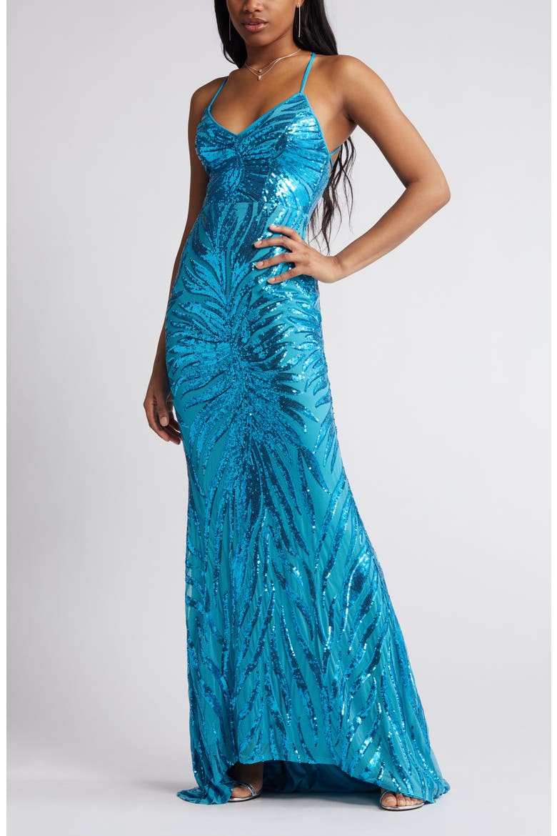 Sparkle Til Dawn Sequin Mermaid Gown, Alternate, color, SHINY LIGHT BLUE