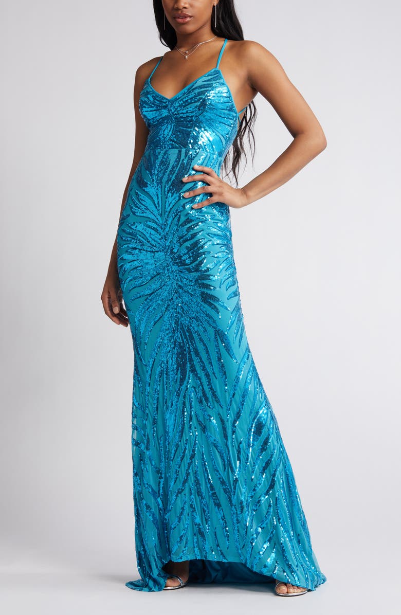 Lulus Sparkle Til Dawn Sequin Mermaid Gown, Alternate, color, 