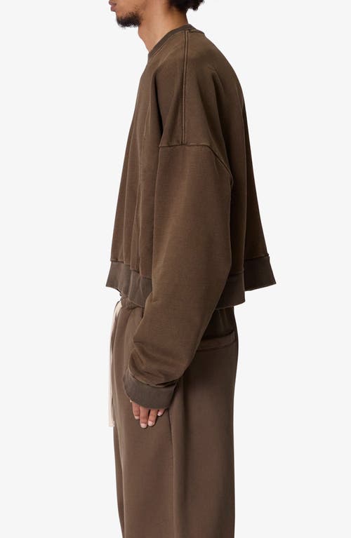 Mnml Crop Cotton Crewneck Sweatshirt In Brown