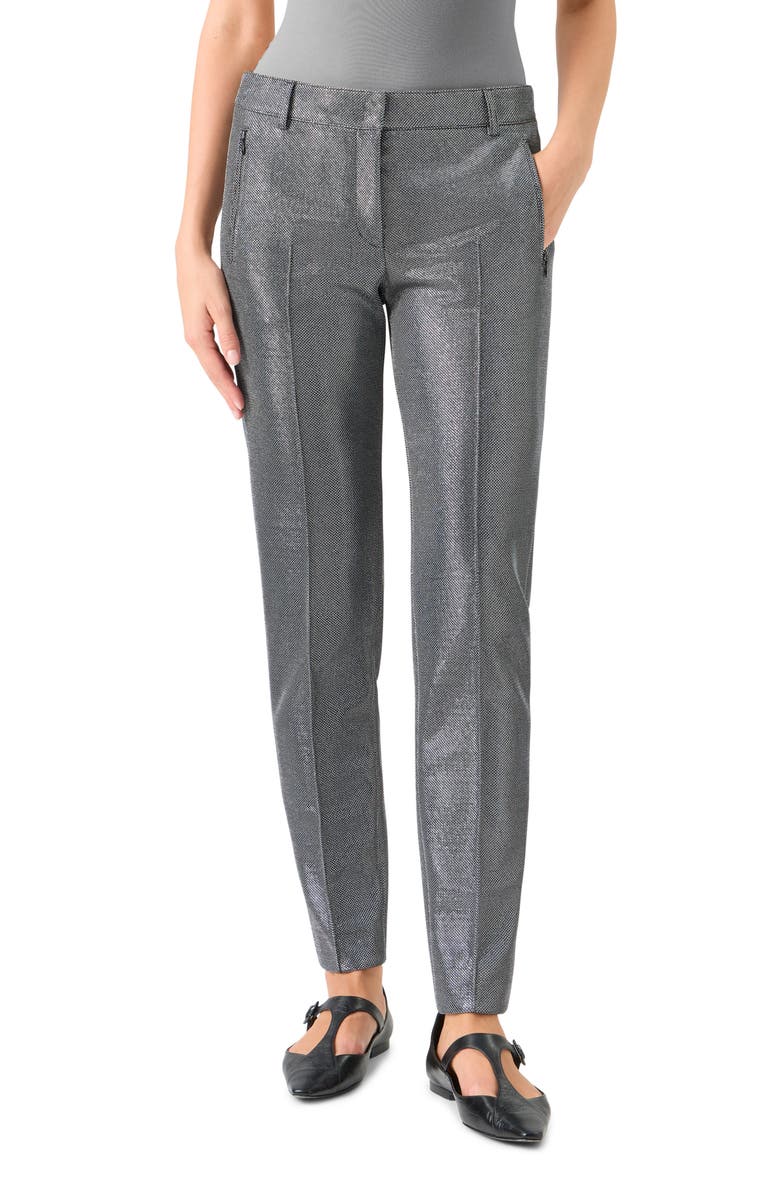 Akris punto Brushed Metallic Tailored Pants, Main, color, Brushed Steel