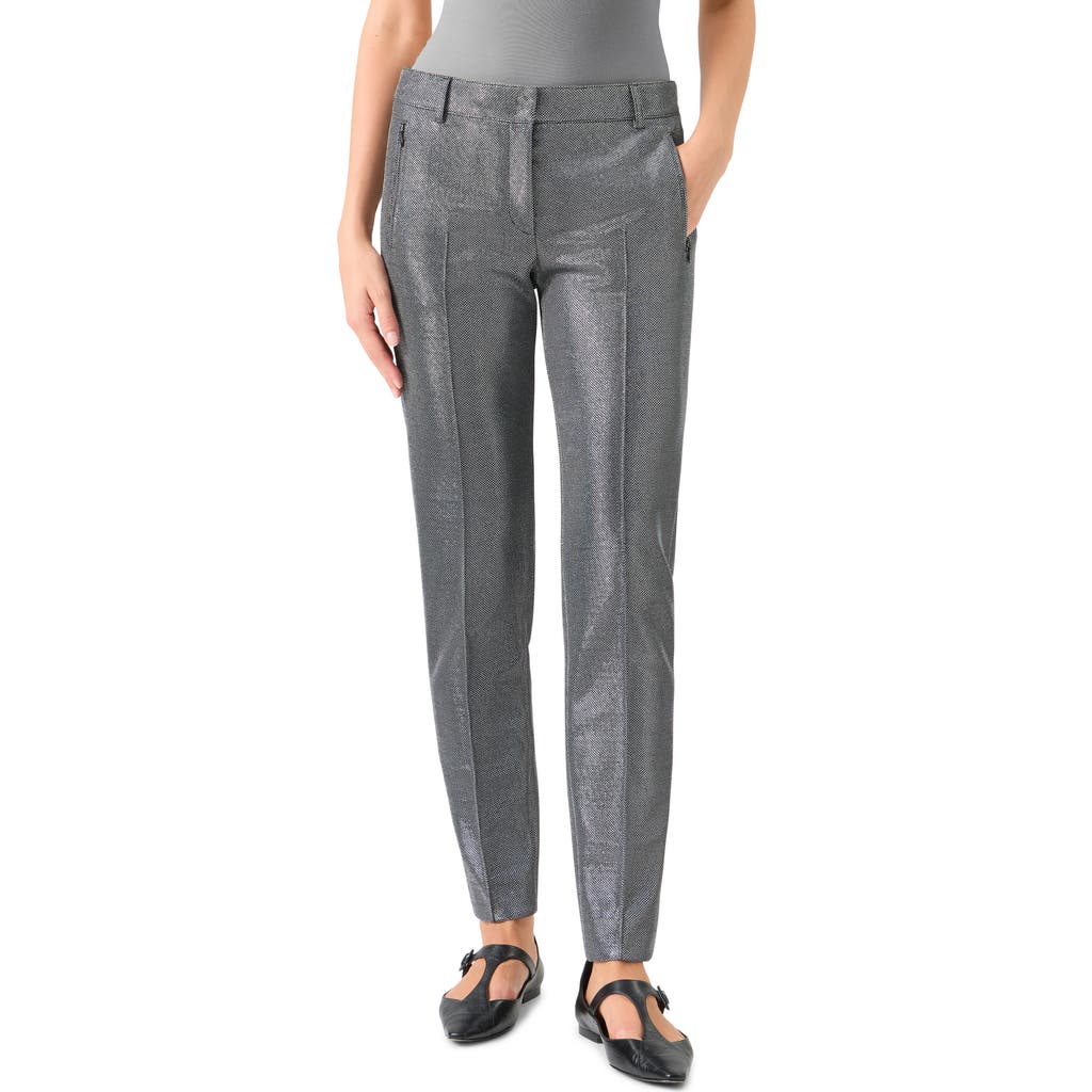 Akris Punto Brushed Metallic Tailored Pants In Gray