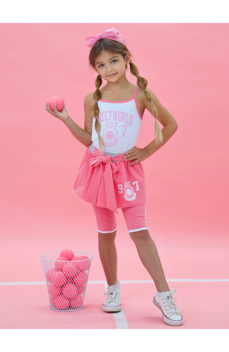 Mia Belle Girls Sweet & Sporty Bow Skirt Set, Alternate, color, Pink