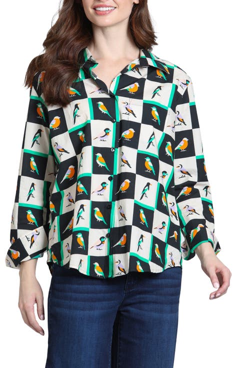 Boyfriend Printed Cotton Button-Up Shirt