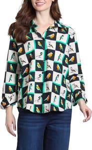 APNY Boyfriend Printed Cotton Button-Up Shirt