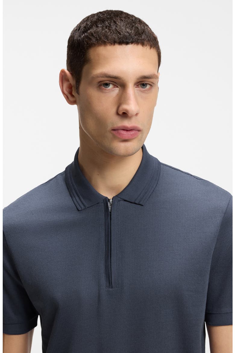 Paras Solid Lyocell & Cotton Zip Polo, Alternate, color, OPEN BLUE