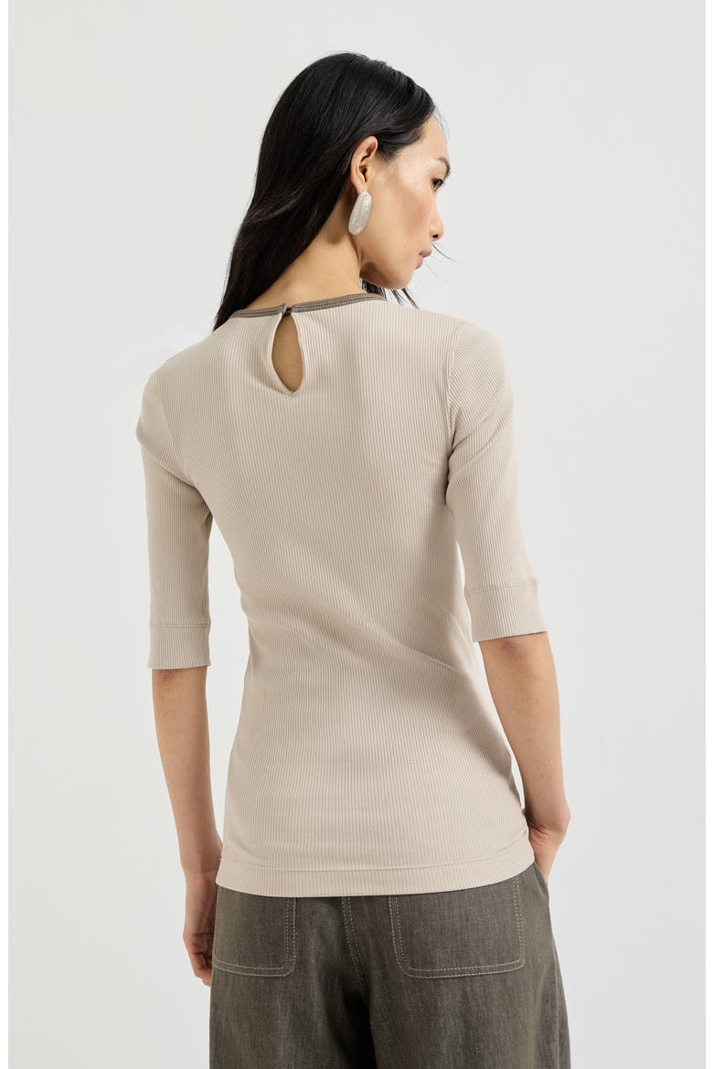 Ribbed jersey top, Alternate, color, Beige