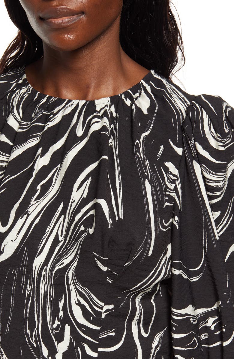 Open Edit Balloon Sleeve Smocked Crop Top, Alternate, color,