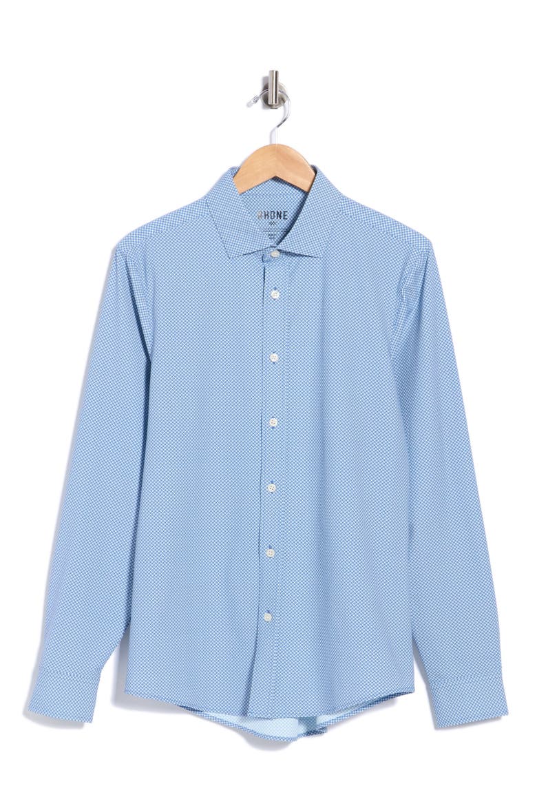 State of Mind Slim Fit Performance Button-Up Shirt, Main, color, CLASSIC BLUE GEO