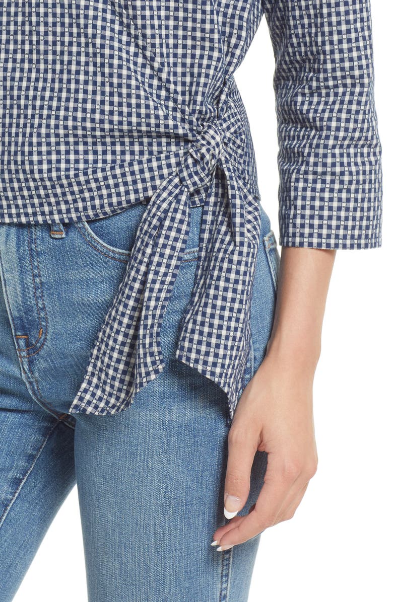 Madewell Women's Textured Cotton Wrap Top, Alternate, color,