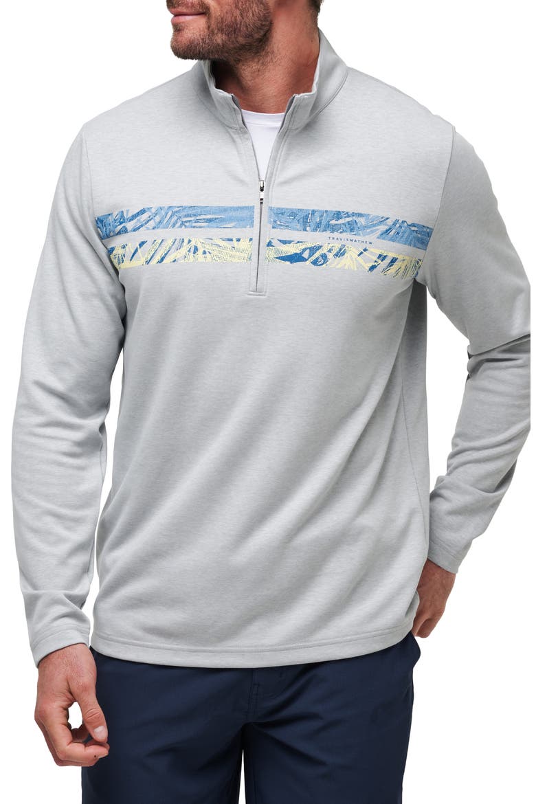 Upgraded Chest Stripe Half Zip Pullover, Main, color, HEATHER LIGHT GREY