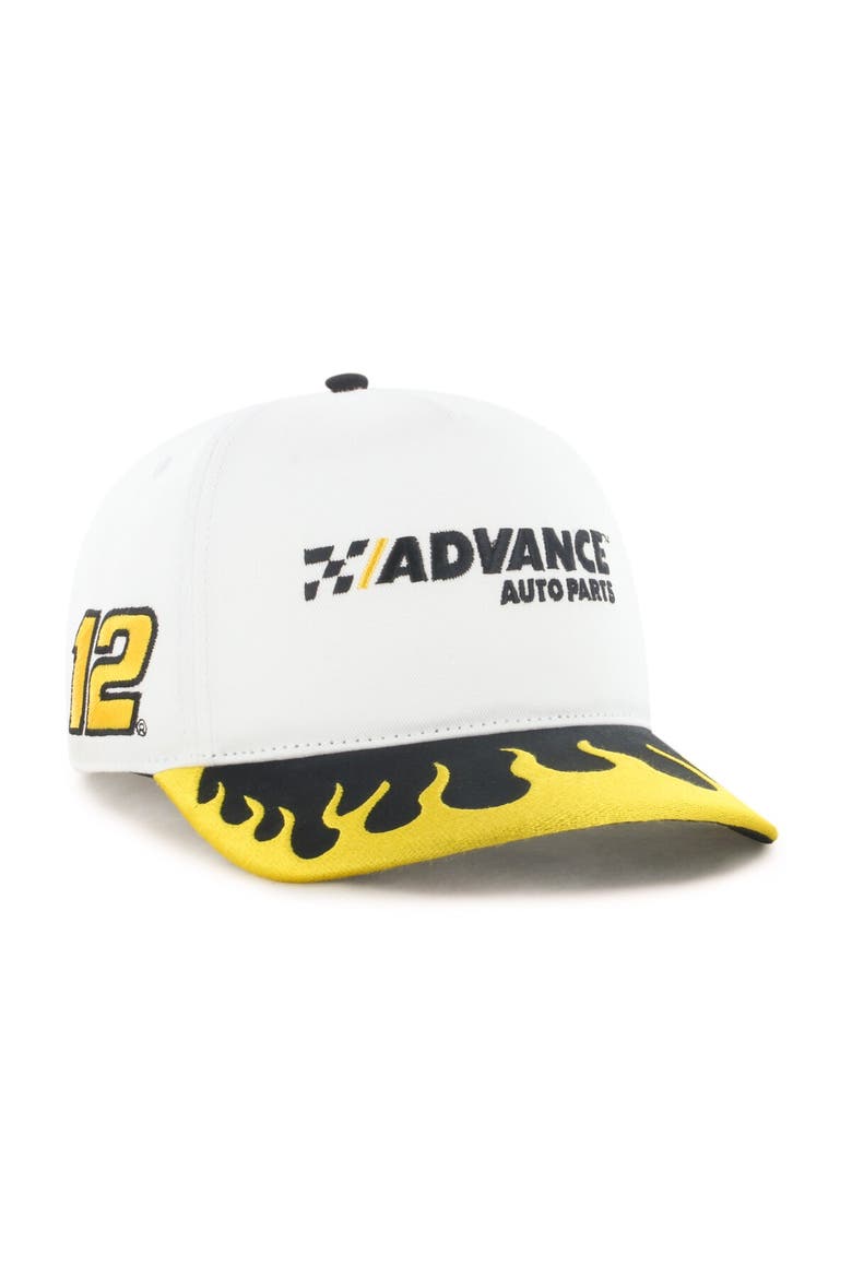 Men's '47  White/Gold Ryan Blaney Flame Hitch Adjustable Hat, Main, color, White