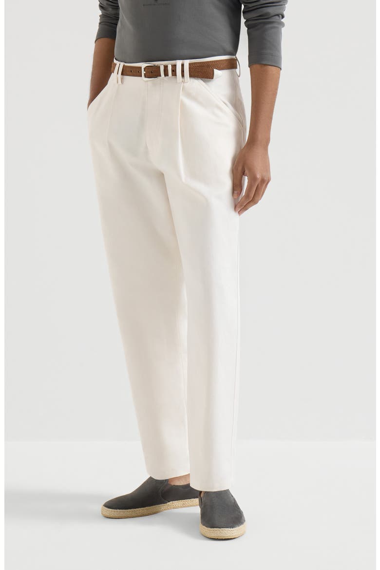 Cotton and linen trousers, Main, color, White