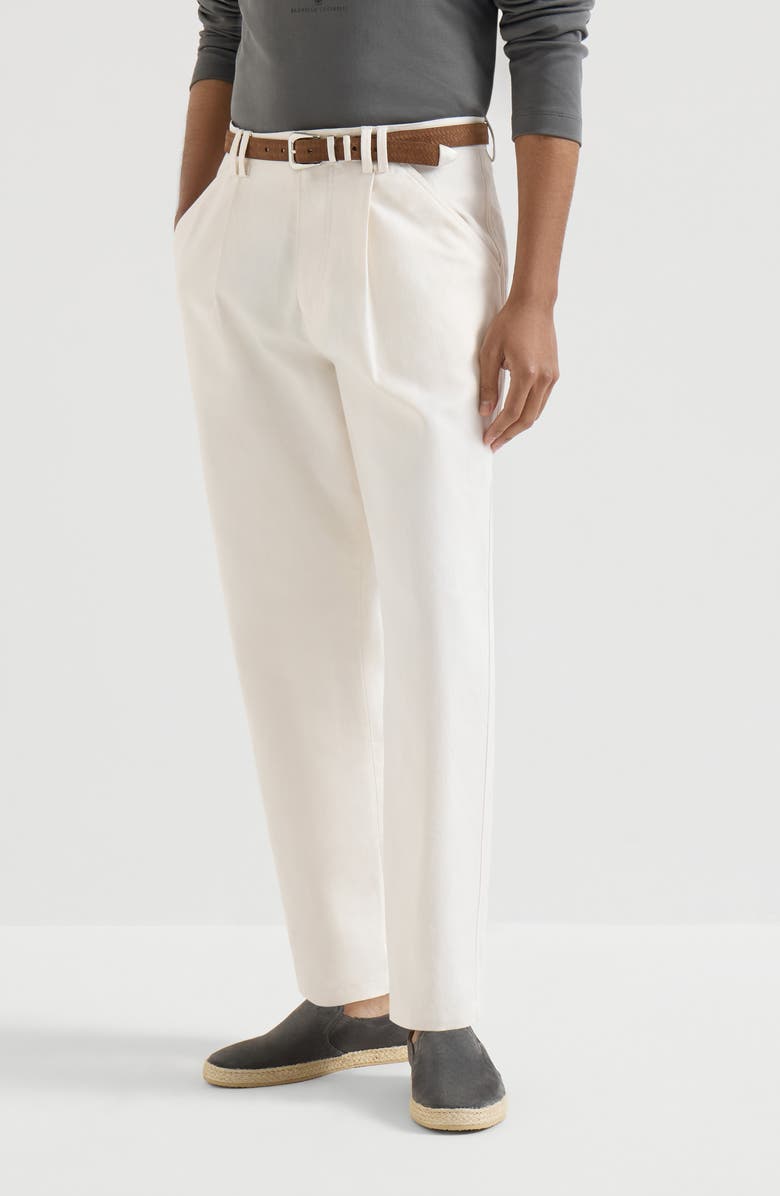 Brunello Cucinelli Cotton and linen trousers, Main, color, White